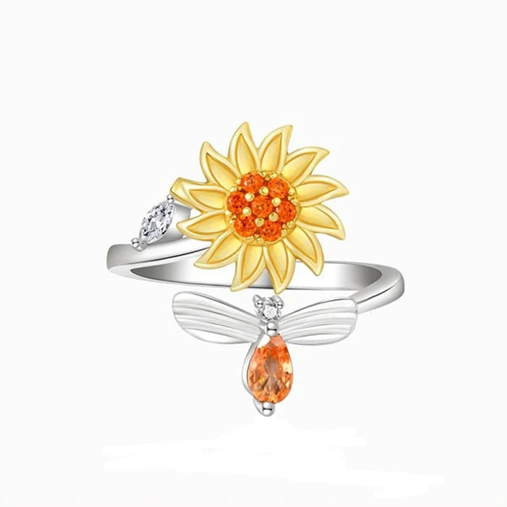 Adjustable sunflower ring