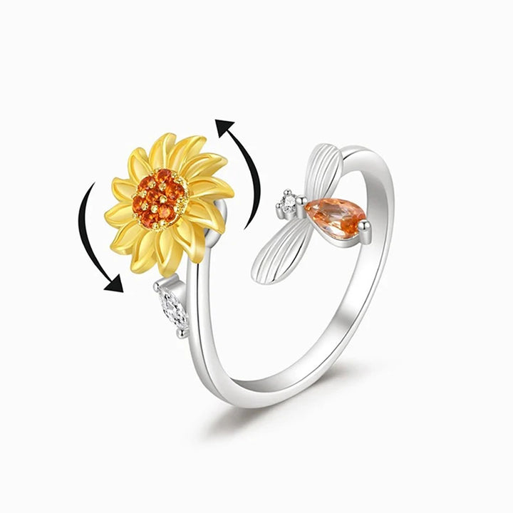 Adjustable sunflower ring